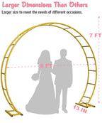 Queension Metal Arch Backdrop Stand 8Ft Wide 7Ft High, Wedding Arch Frame for Wedding Decorations, Balloon Arch Stand with Base for Ceremony, Outdoor Garden Arch Trellis for Climbing Plants, Gold