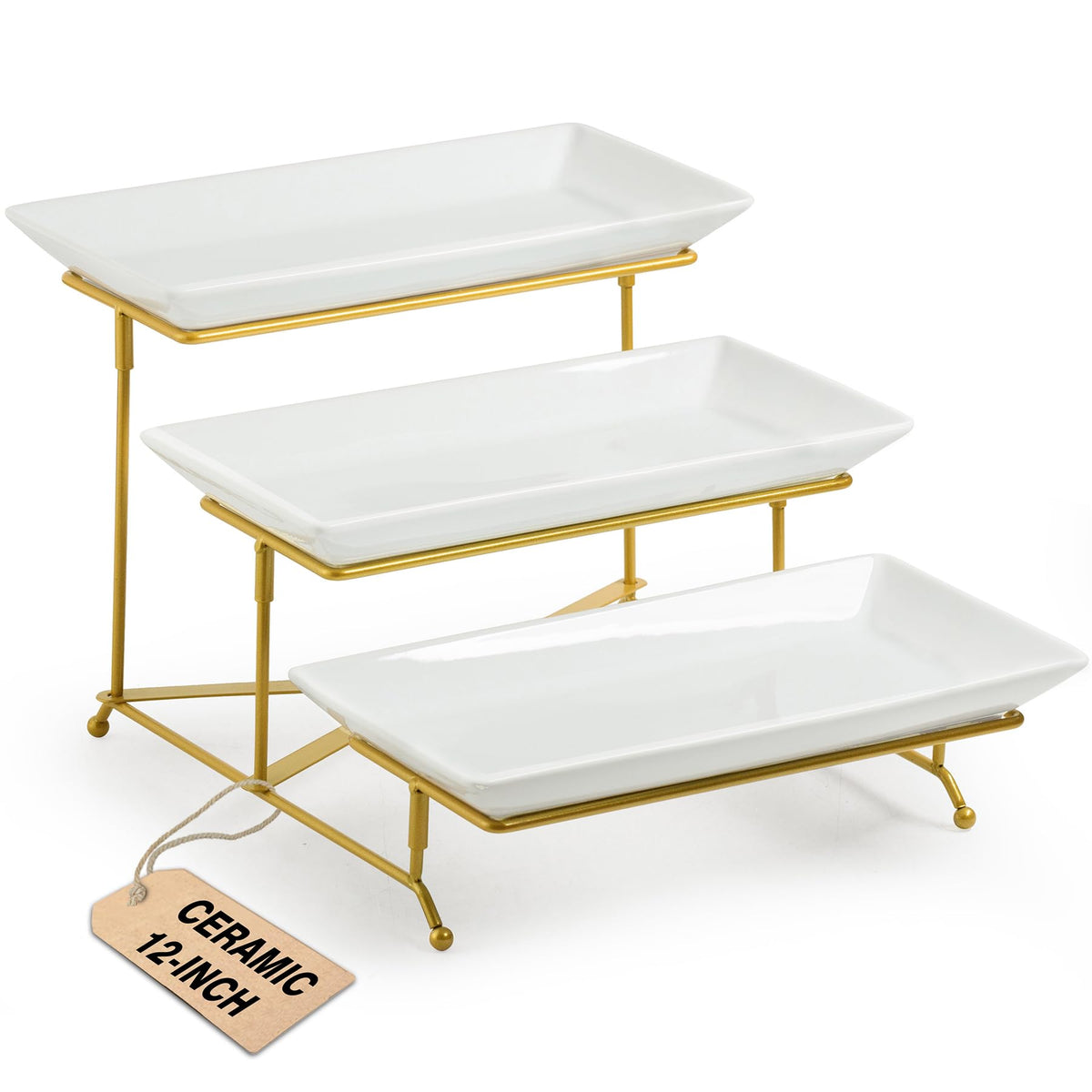 LAUCHUH 3 Tier Serving Tray, Porcelain Serving Platter Tier Serving Stand