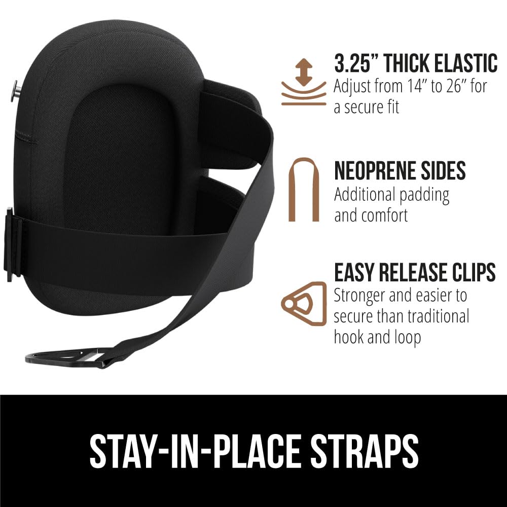 GORILLA GRIP® Knee Pads for Work, All Day Comfort Gel Cushion and Soft Foam for Men and Women, Slip Resistant Heavy Duty Hard Cap, Adjustable Straps for Flooring, Construction and Gardening, Orange
