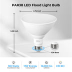 GvvooHome 10 Pack PAR38 LED Outdoor Flood Light Bulbs, 100W Equivalent, 5000K Daylight White, Dimmable Waterproof LED Floodlight for Porch Yard Garage, E26 Base 1050LM, 13W, 15,000 Hrs