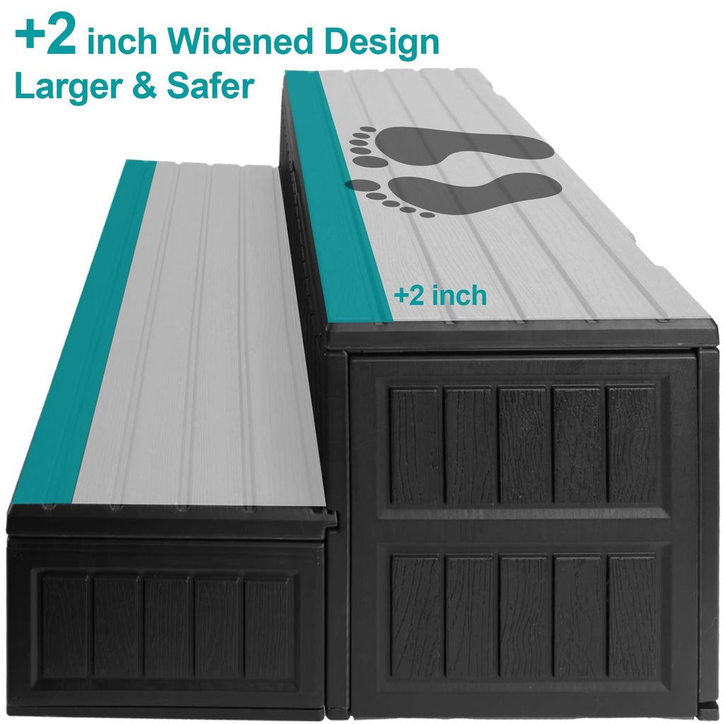 ROMIVO Hot Tub Steps with Storage Extra Wide, 2-Step Spa Stairs - Non-Slip Heavy Duty 500 lbs, Easy Assembly, Slip-Resistant, Universal for Hot Tub, RV, Camper, Pool Deck & Bath - Fits Any Size, Black
