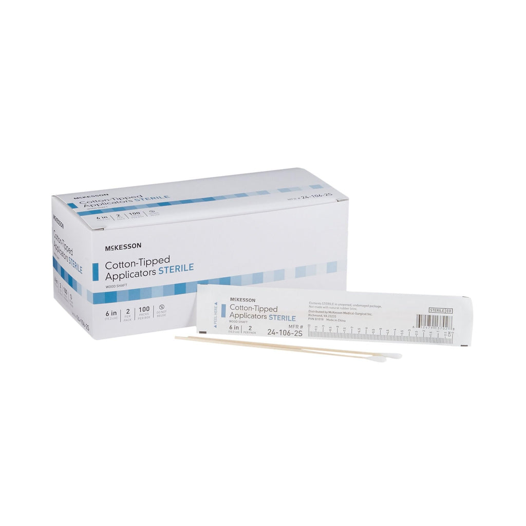 McKesson Sterile Cotton Tipped Applicators, Cleaning, 6 in, 200 ct