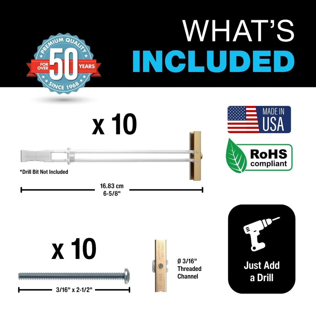 TOGGLER SNAPTOGGLE BA Toggle Anchor with Bolts, 10 Pack
