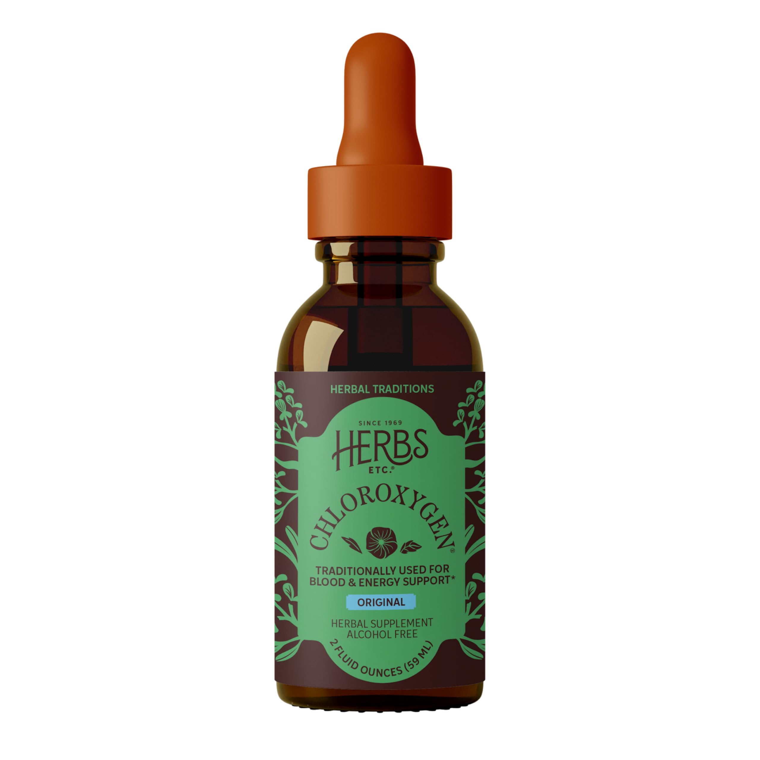 Herbs Etc. ChlorOxygen Chlorophyll Concentrate - Highly-Concentrated Energy Support - Aids Healthy Blood Circulation - Natural Vitality Support - Alcohol-Free - 2 fl oz (About 132 Servings)