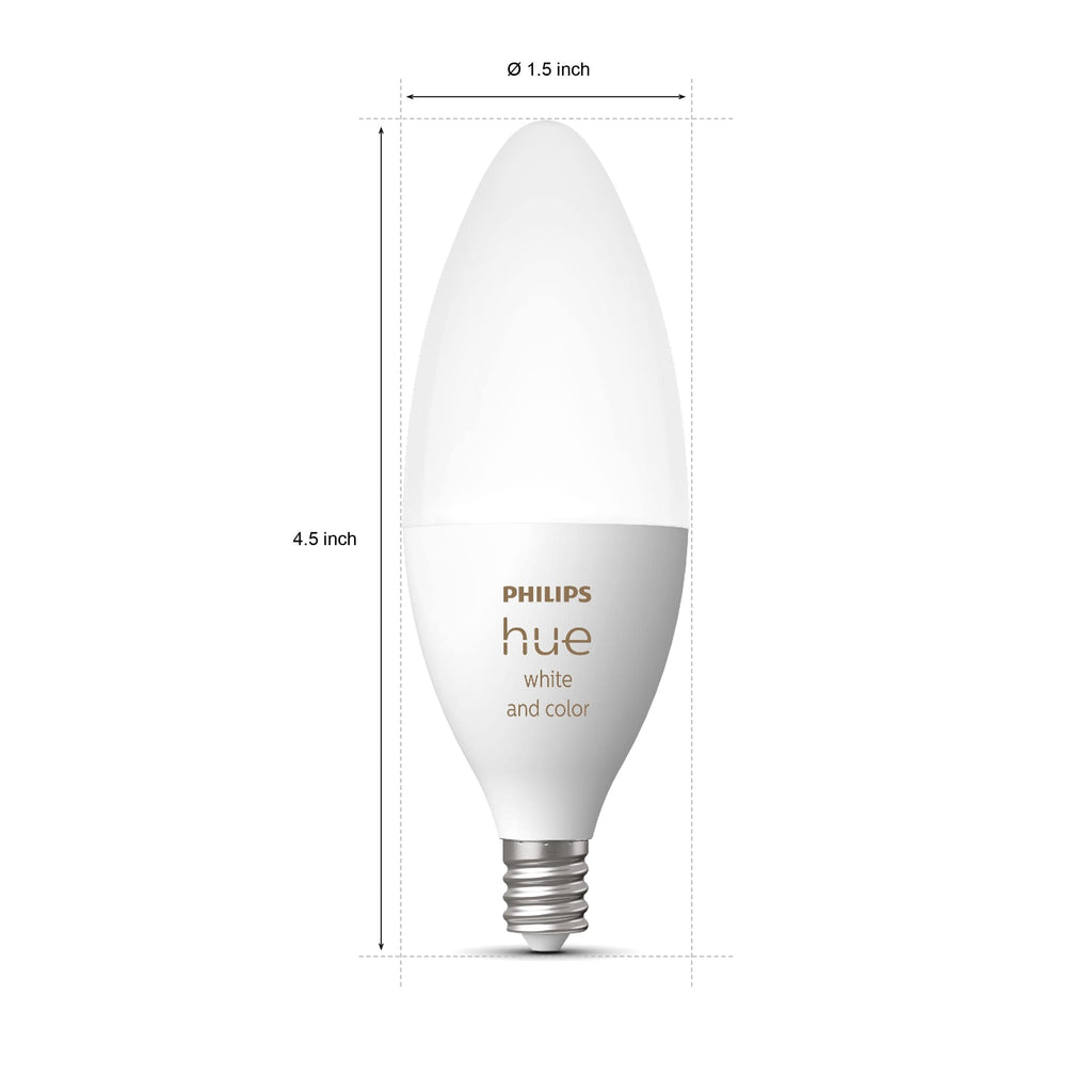 Philips Hue Smart 40W B39 Candle-Shaped LED Bulb - White and Color Ambiance Color-Changing Light - 4 Pack - 450LM - E12 - Control with Hue App - Works with Alexa, Google Assistant and Apple Homekit