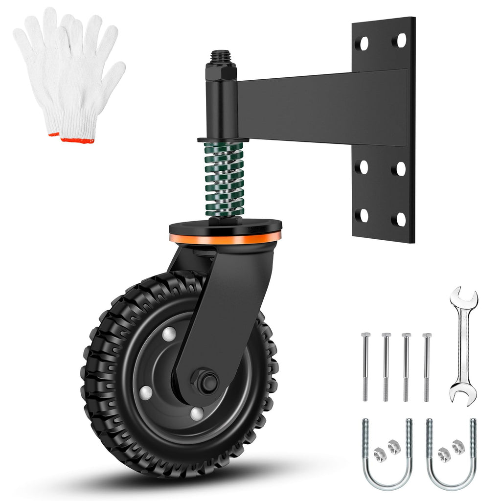 6 Inch Heavy Duty Fence Gate Wheel - 500lb Capacity for Metal Tube Gates with 360 Degree Rotation Spring Loaded Caster - Includes Screws and Screwdriver - Durable Wheel for Smooth Operation (Black)