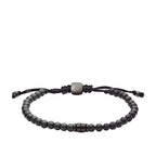 Fossil Men's Beaded Bracelet, Men's Bracelets, Color: Hematite, Lava