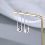 SLUYNZ Solid 925 Sterling Silver Safety Pin Hoop Earrings for Women Teen Girls Minimalist 1.4" Hoop Earrings Dangle (A-Silver)