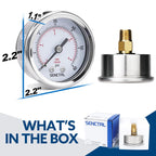 SENCTRL 0-60 Psi Low Pressure Gauge, 1/4 NPT Back Mount