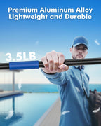 Pool Pole Telescopic 20FT Heavy Duty Upgraded Aluminum, 20 Ft Extension/Extendable Telescoping Tool for Above Ground/Inground Swimming Cleaning Supplies Accessories, Leaf Skimmer/Brush/Net/Vacuum/Mesh