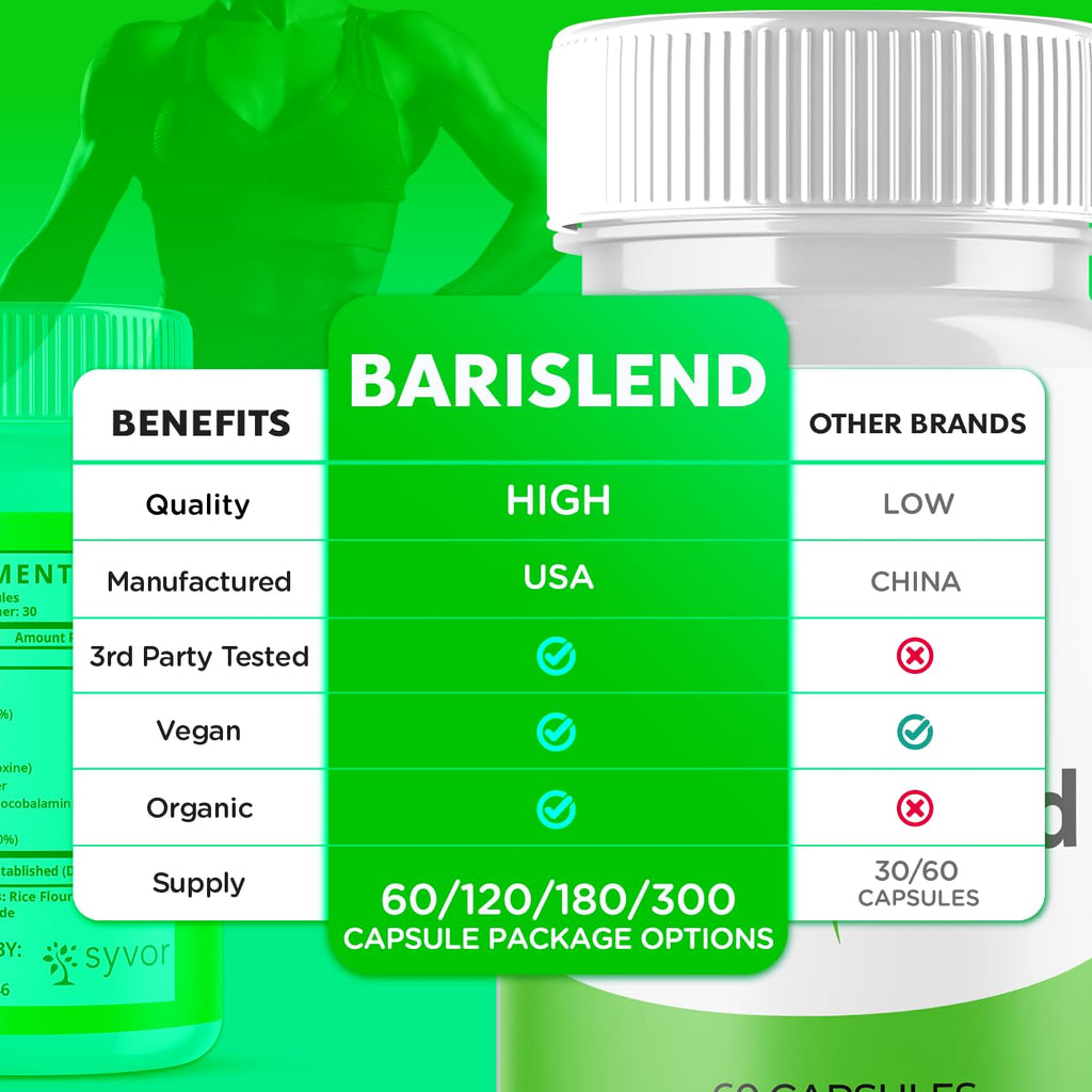 Barislend Capsules, Official Barislend Pink Salt Pills with All Natural Ingredients, Bari-Slend Advanced Formula Vitamin Pills for Health and Wellness Supplement for Men and Women (60 Capsules)