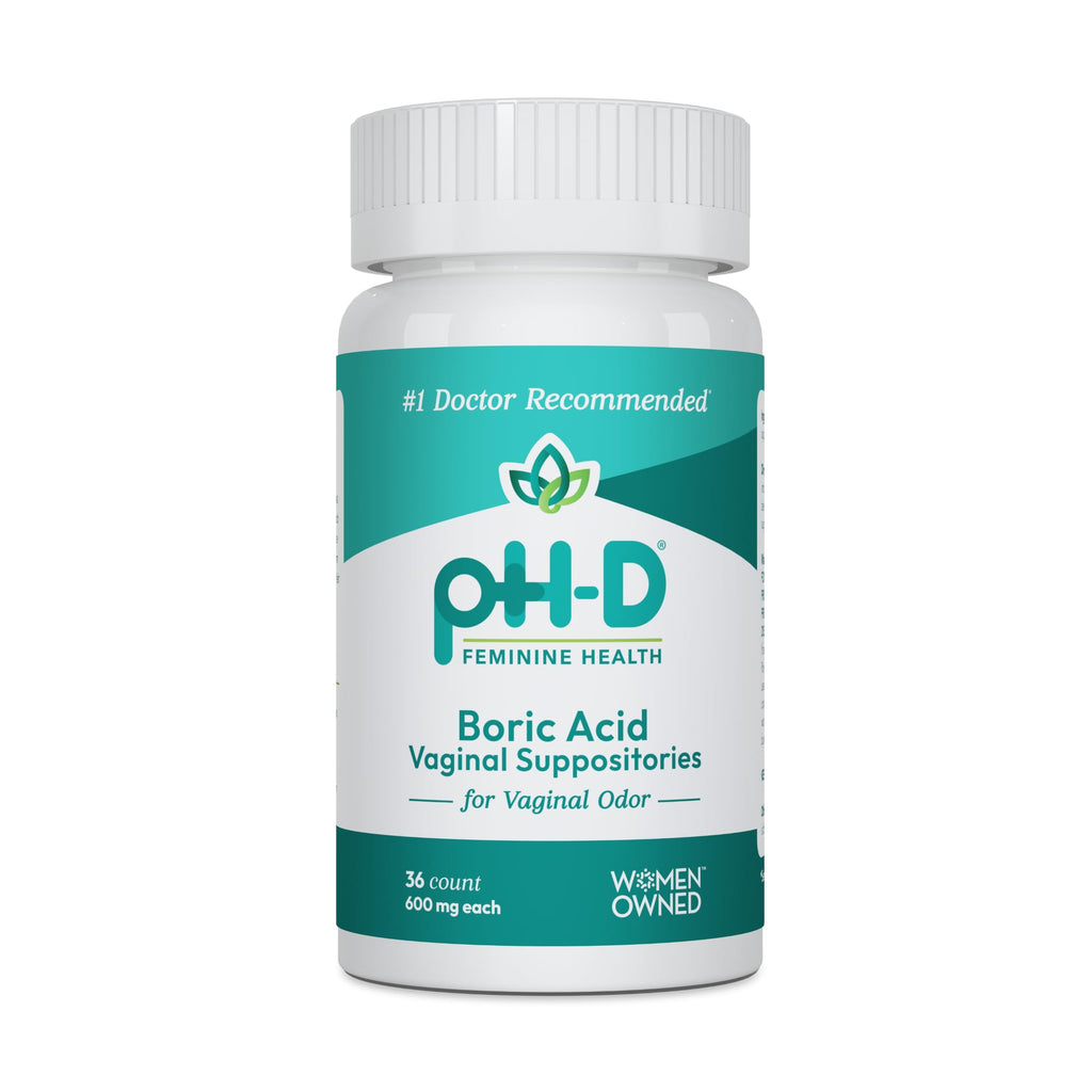 pH-D Feminine Health Support - 600 mg Boric Acid Suppositories - Woman Owned - for Vaginal Odor Use - 36 Count