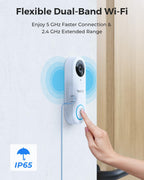 REOLINK 2K Video Doorbell Wi-Fi Camera with Chime, 3:4 Head-to-Toe View, 180°View, 5/2.4 GHz Wi-Fi, 2-Way Talk, Person/Package Detection, Waterproof, Smart Alerts, Works NVR(Wired)