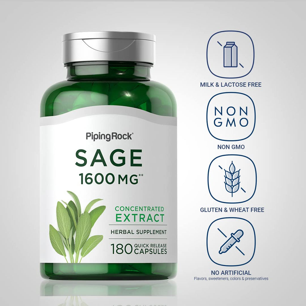 Piping Rock Sage Supplement | 180 Capsules | Concentrated Herbal Extract