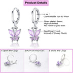 16 Pairs Hypoallergenic Silver Dangle Hoop Earrings for Girls Teens Kids Cute Girls Earrings Animal Small Hoop Earrings Set Pink Jewelry