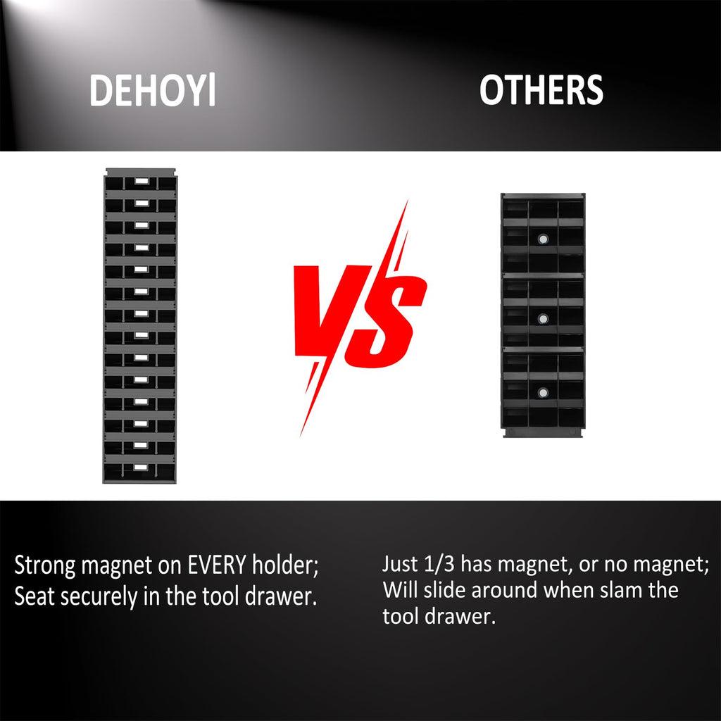 DEHOYI 48 pcs Premium MAGNETIC Modular Wrench Organizer System- Wrench Rack with Metric&SAE Labels, Tool Storage Holder. Gift for mechanics (Black)