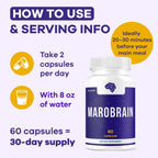 Marobrain Capsules - Official Marobrain Supplement Pills Daily Support Brain & Mermory Focus, All Natural Advanced Premium Formula for Overall Health & Wellness, 60 Capsules for 1 Month