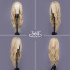 Aida ble Long Wavy Blonde Wig for Women 26 Inch Middle Part Synthetic Wig
