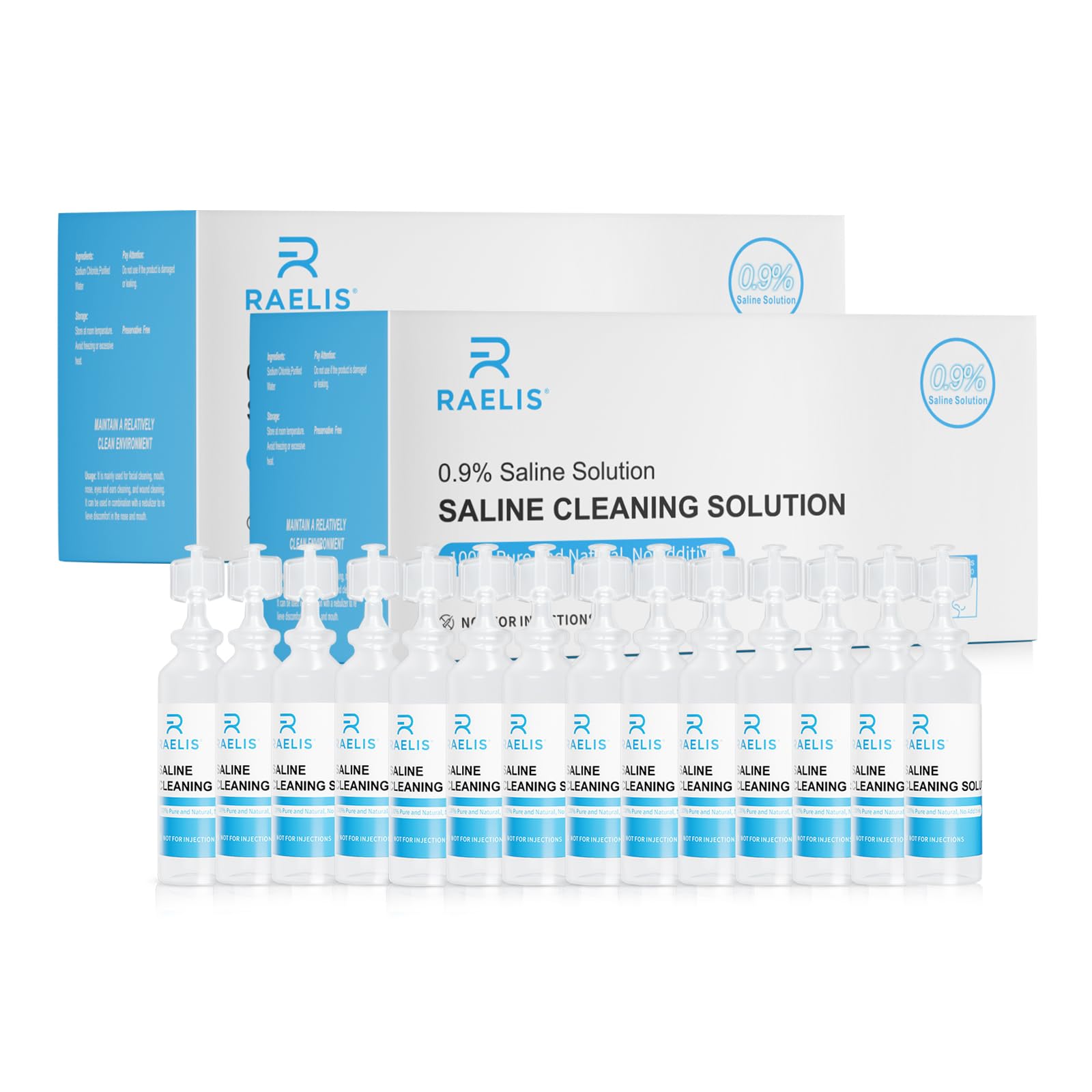 Saline Solution, 600ml /20.29 FL OZ Normal Solution for Multiple Household Uses, 5ml Each, 120Pcs Total