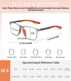 Hubeye Photochromic Progressive Reading Glasses for Men and Women Ultralight Flexible Anti-Blue Light Readers（Clear+Black+Orange，+1.5）