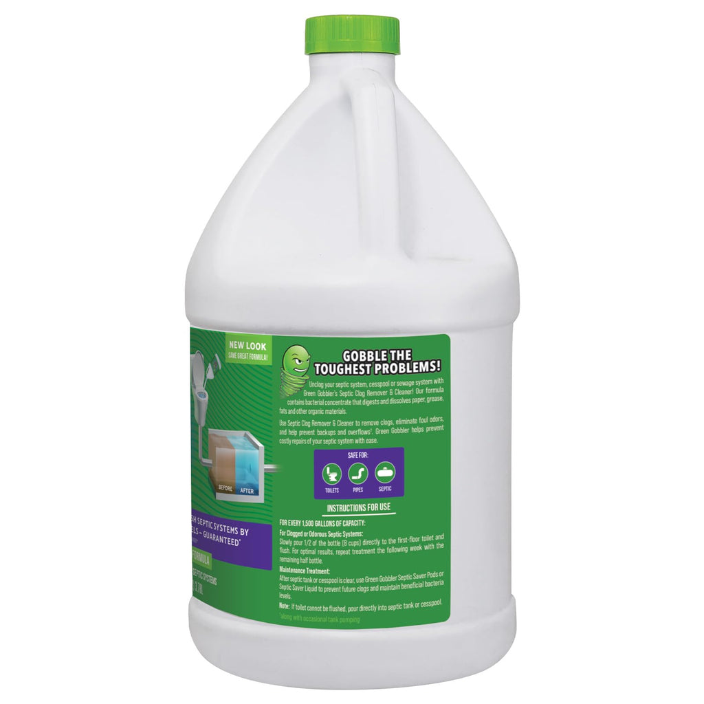 Green Gobbler EMERGENCY Septic Sludge Remover - Septic Tank Clog Remover Treatment for Clogs, Back-Ups & Foul Odors, and Overflow Prevention - 1 Gallon