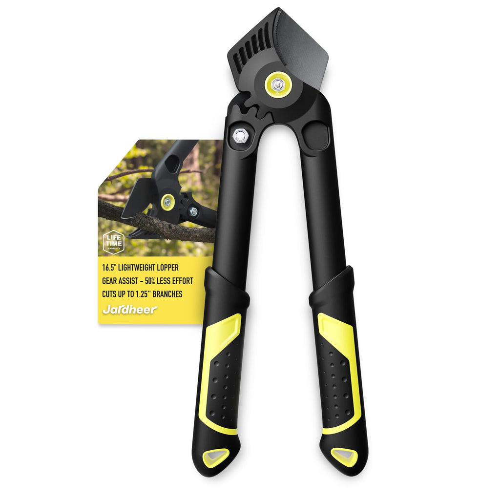 Jardineer 16.5" Garden Loppers, Effortless Pruning Shears with Gear Assist and Pull-Tested Reinforced Handles, Lightweight Hand Lopper for Yard, Shrub & Small Tree Trimming, Cuts up to 1.2" Branches