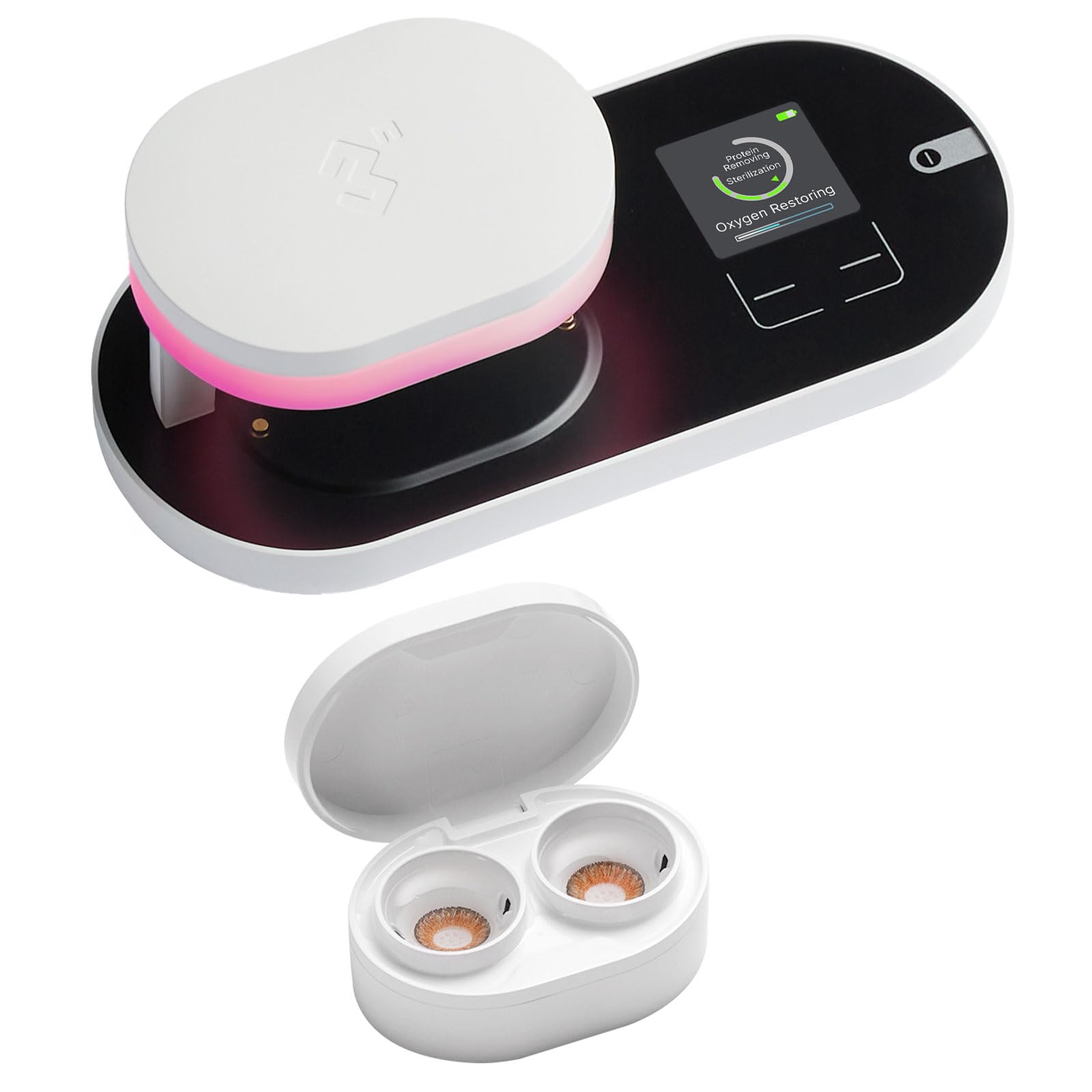 ReO2 Gen6 Soft Contact Lens Cleaner for Moisture Retention, Advanced Cleaning Solution with Electrophoresis Technology, Deep Clean and Rehydrate in 10 Min, with Mirror and Tweezer (White)