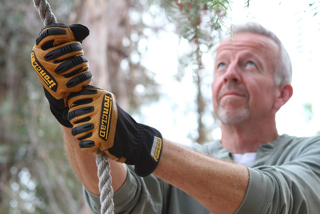 Ironclad Ranchworx Work Gloves RWG2, Premier Leather Work Glove, Performance Fit, Durable, Machine Washable, (1 Pair), RWG2-07-XXXL, Tan/Black