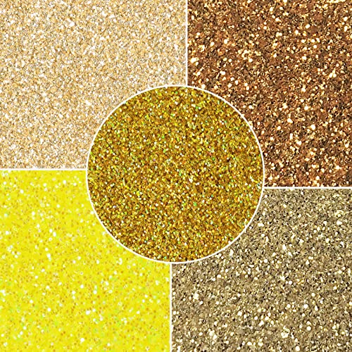 MARBLERS Cosmetic Grade Fine Glitter 5-Pack [Gold Feeling] 0.90oz (25g) | Non-Toxic | Vegan | Cruelty-Free | Eyeshadow, Nail Polish, Nail Art | Festival, Rave & Party Makeup | Body & Face