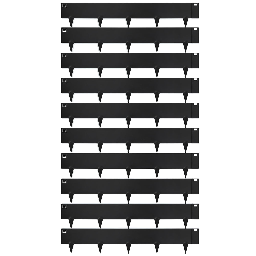 Worth Garden 10-Pack (34Ft Total) Galvanized Steel Landscape Lawn Edging - 8 in. H Bendable Metal Strips - Hammer-in 18-Gauge Flexible Black Edging Border - Yard Pathway Divider - Buckle Connection