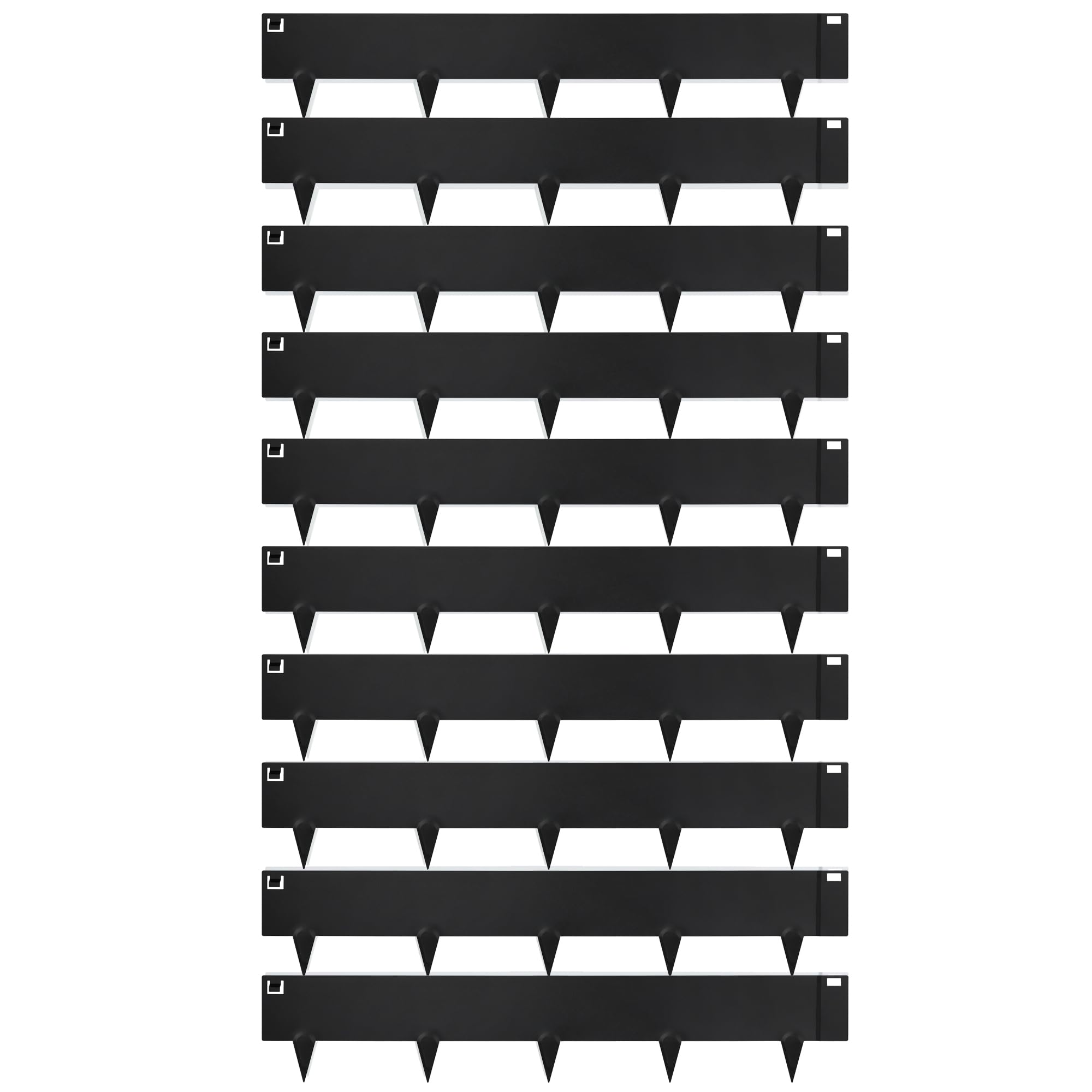 Worth Garden 10-Pack (34Ft Total) Galvanized Steel Landscape Lawn Edging - 8 in. H Bendable Metal Strips - Hammer-in 18-Gauge Flexible Black Edging Border - Yard Pathway Divider - Buckle Connection