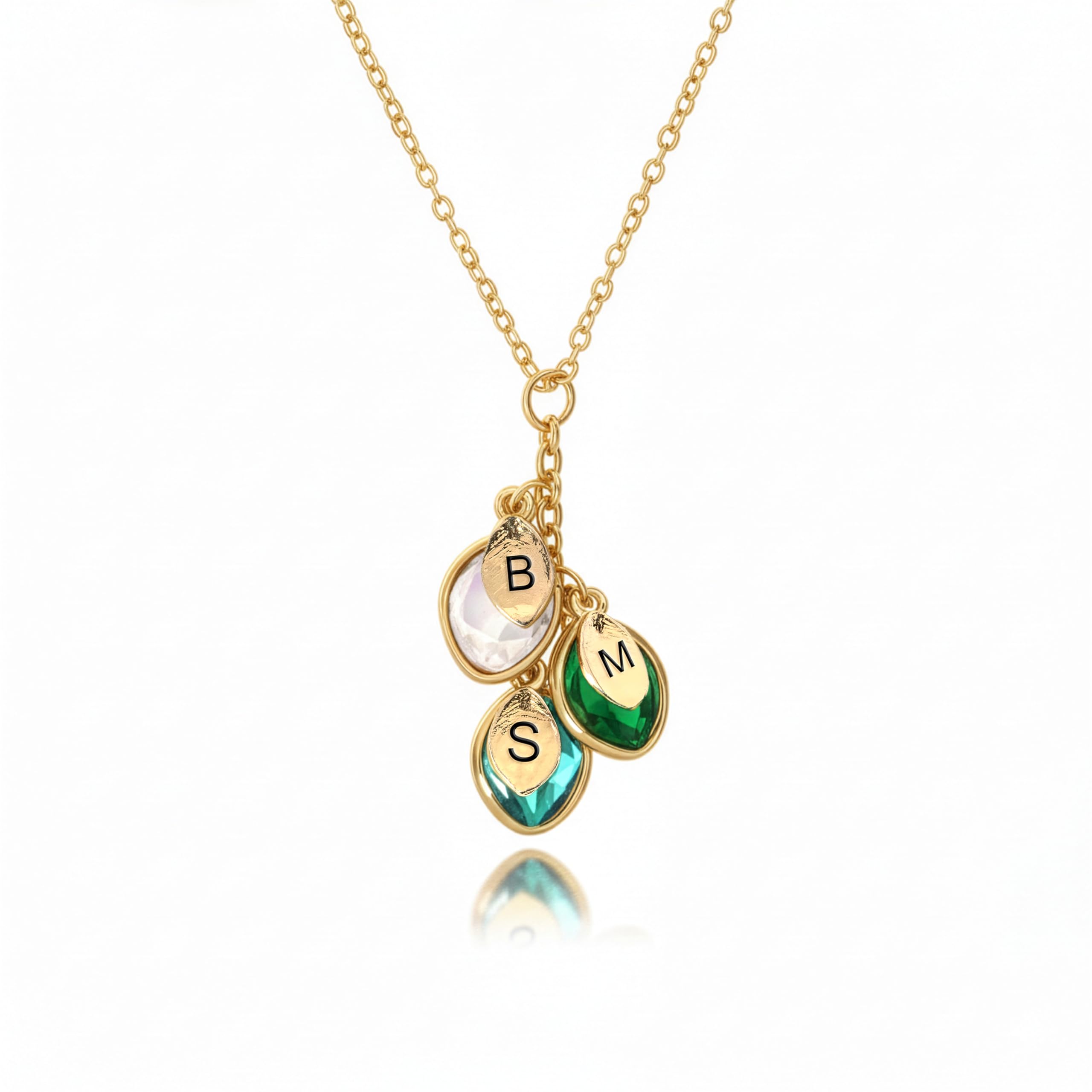 Birthstone Necklace for Women, Grandma Necklace with Birthstones, Initials