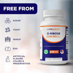 Vitamatic D-Ribose 3200 mg per Serving – Energy Support Supplement – 240 Vegetarian Capsules – Non-GMO & Gluten Free, Made in USA