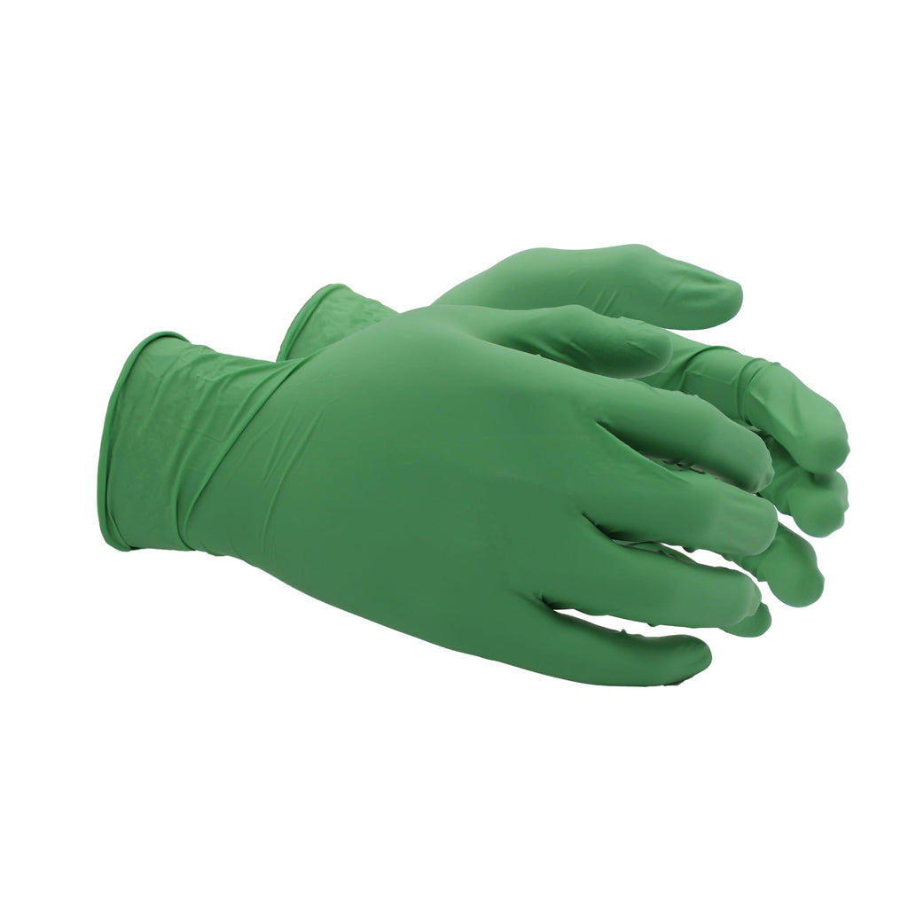 SHOWA 6110PF Sustainable EBT Latex-Free, Powder-Free, Nitrile Disposable Single Use Safety Gloves, 4 Mil, 9.5" Length, X-Large (1 Box) (Pack of 10)