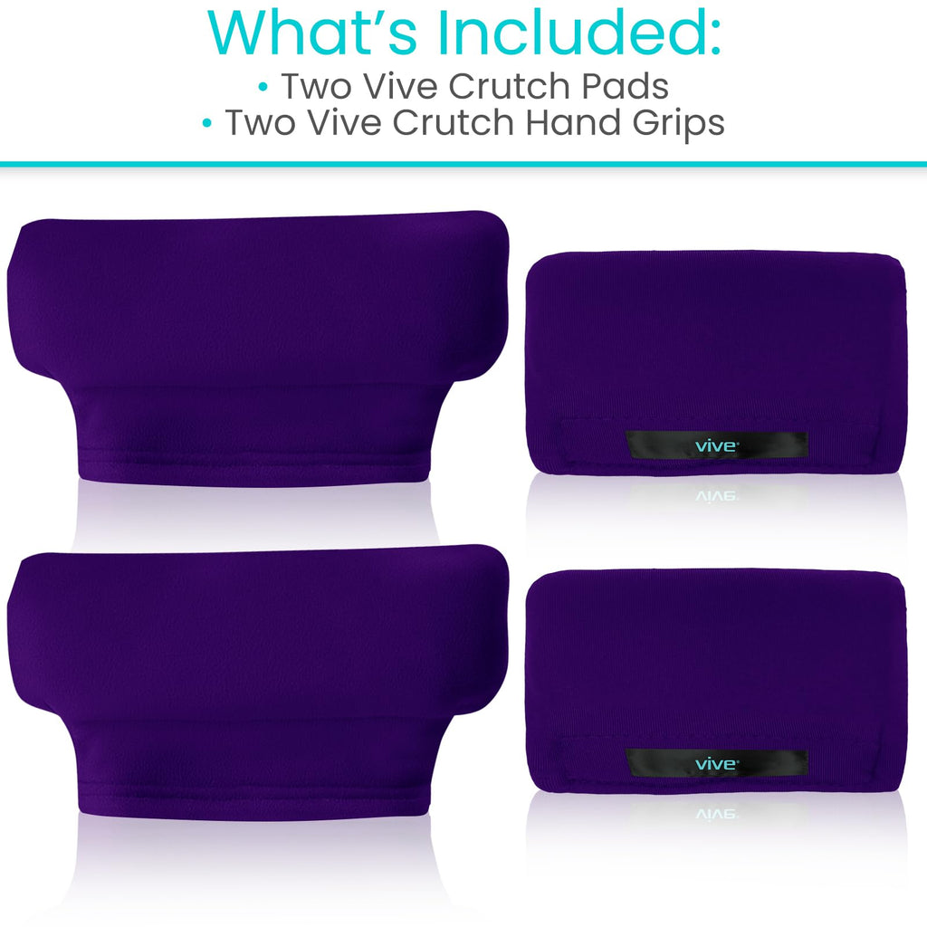 Vive Premium Crutch Pads & Hand Grips - Comfortable, Breathable, Machine Washable Padding - Moisture Wicking & Odor Reducing Pillow Accessory Covers for Adult & Youth Walking Crutches