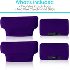 Vive Premium Crutch Pads & Hand Grips - Comfortable, Breathable, Machine Washable Padding - Moisture Wicking & Odor Reducing Pillow Accessory Covers for Adult & Youth Walking Crutches
