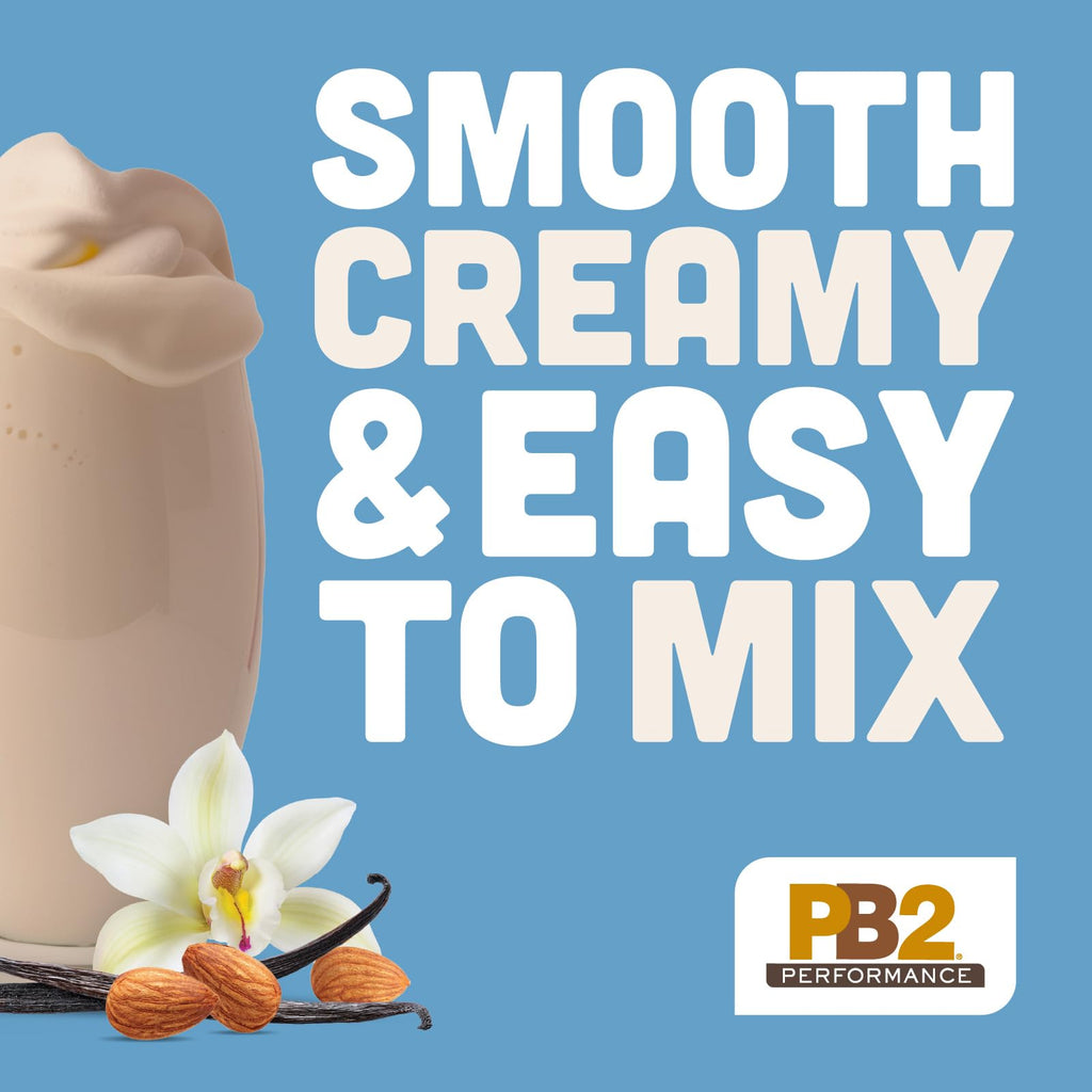 PB2 Performance Almond Plant Based Vegan Protein Powder | 20g Complete Protein, No Added Sugar, Prebiotic Fiber | Dairy Free, Certified Vegan, Non-GMO, Gluten Free [Almond w/Madagascar Vanilla, 1LB]