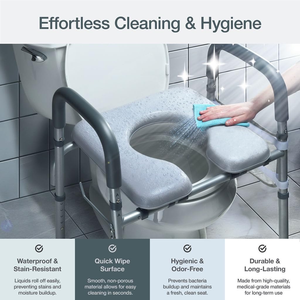 Toilet Seat Risers For Seniors Width and Height Adjustable Raised Toilet Seat With handles for Elderly, Handicap, Elevated, Pregnant, Fit Any Toilet Riser Heavy Duty Up To 400lbs
