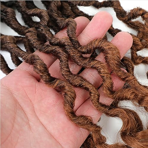 Karida Goddess Locs Crochet Hair 14 Inch, 8 Packs Faux Locs Crochet Hair for Black Women, Pre Looped Crochet Faux Locs With Curly Ends (14 Inch (Pack of 8), 1B/4/30#)