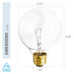 (4 Pack) G25 Globe Light Bulbs – 25W Incandescent, 2700K Soft White, E26 Base, Dimmable – Crystal Clear Vanity Bulbs for Bathroom, Mirror, Pendant Fixtures