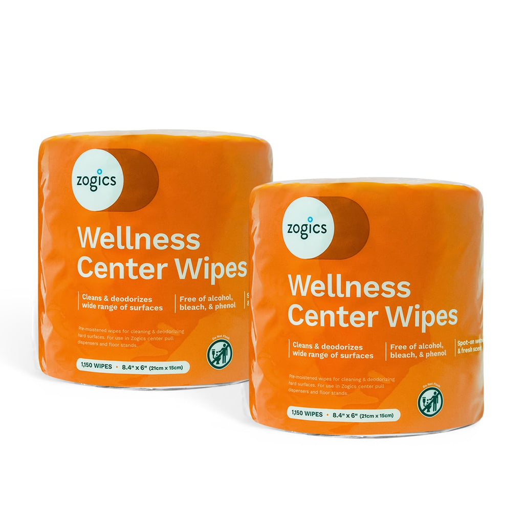 Zogics Wellness Center Cleaning Wipes – Gym Equipment Wipes for Cleaning Surfaces and Fitness Equipment, Durable and Safe Pre-Saturated Wet Wipes (2,300 Count, 2 Rolls of 1,150 Wipes)