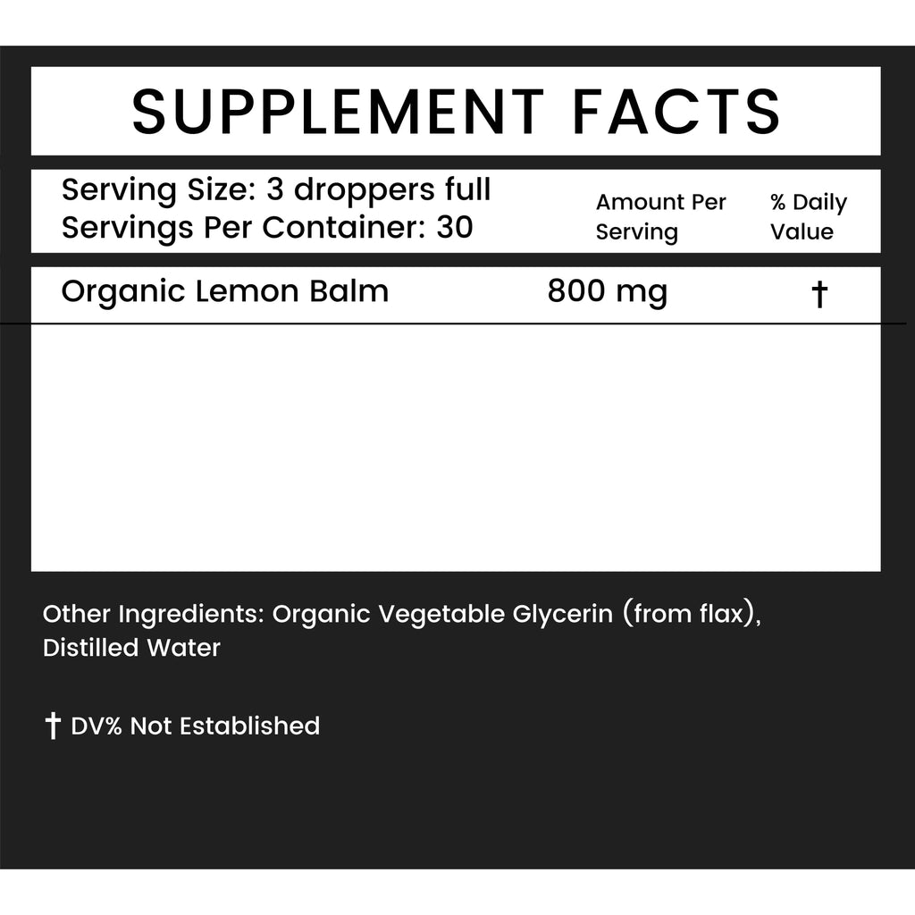 Khroma Herbal Products Organic Lemon Balm 30 Servings - 800 MG Per Serving - 2 FL OZ Liquid - Melissa Officinalis