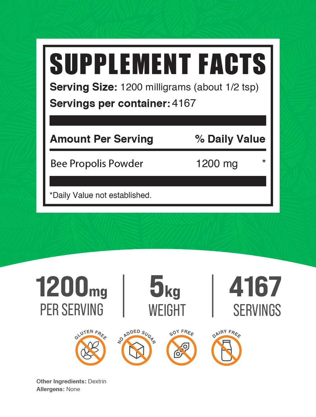 BulkSupplements.com Bee Propolis Powder - Bee Propolis Supplement, Superfood Supplement - Natural & Gluten Free, 1.2g per Serving, 1kg (Pack of 5) (11 lbs)
