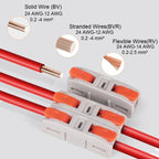 90PCS AVARBUVO Lever Wire Connectors, Mini Quick Connector Push-in, 1 in 1 Out Electrical Wire Inline Terminal for Splicing 24-12 AWG