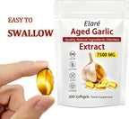 Elare Aged Garlic Extract - 7500mg Odorless, Organic Garlic Extract Capsules | Heart & Immune Antioxidant Supplements, Vegetarian, All-Natural, Non-GMO, 300 Softgels