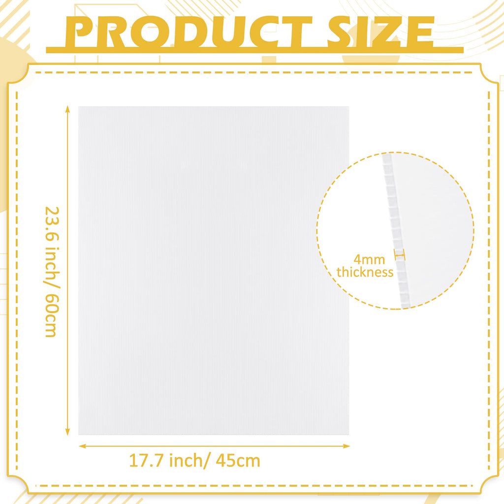 Patelai 12 Pcs 18 x 24 Inches Corrugated Plastic Sheet Corrugated Poster Board 4mm Thick Waterproof Blank Board Sheets Plastic Yard Sign for Garage Estate Sale, Rent, Indoor, Outdoor, Birthday (White)
