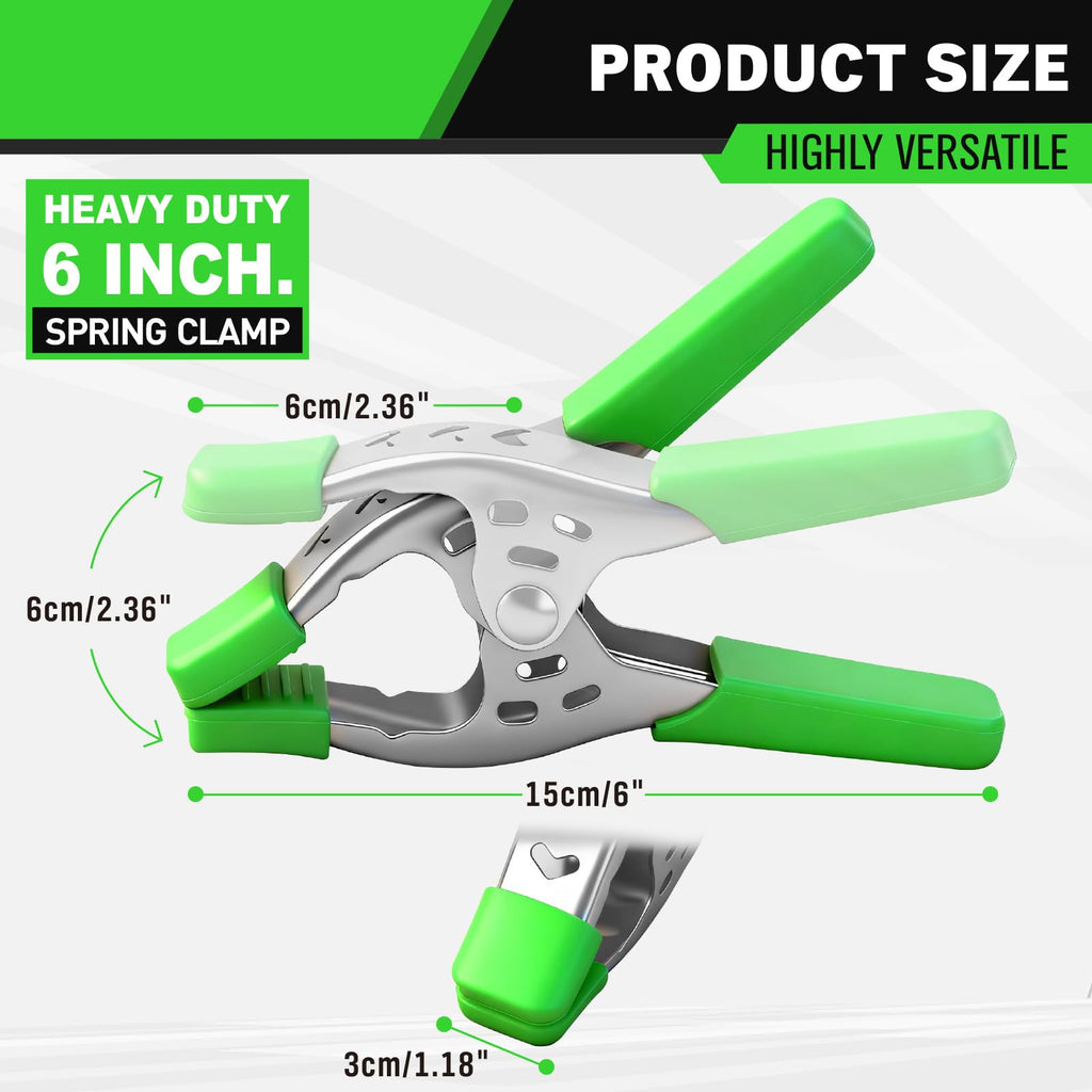 SWANLAKE 16-Piece 6 inch Spring Clamp, Heavy Duty Metal Spring Clamps, Backdrop Clips, 2.4 inch Jaw Opening