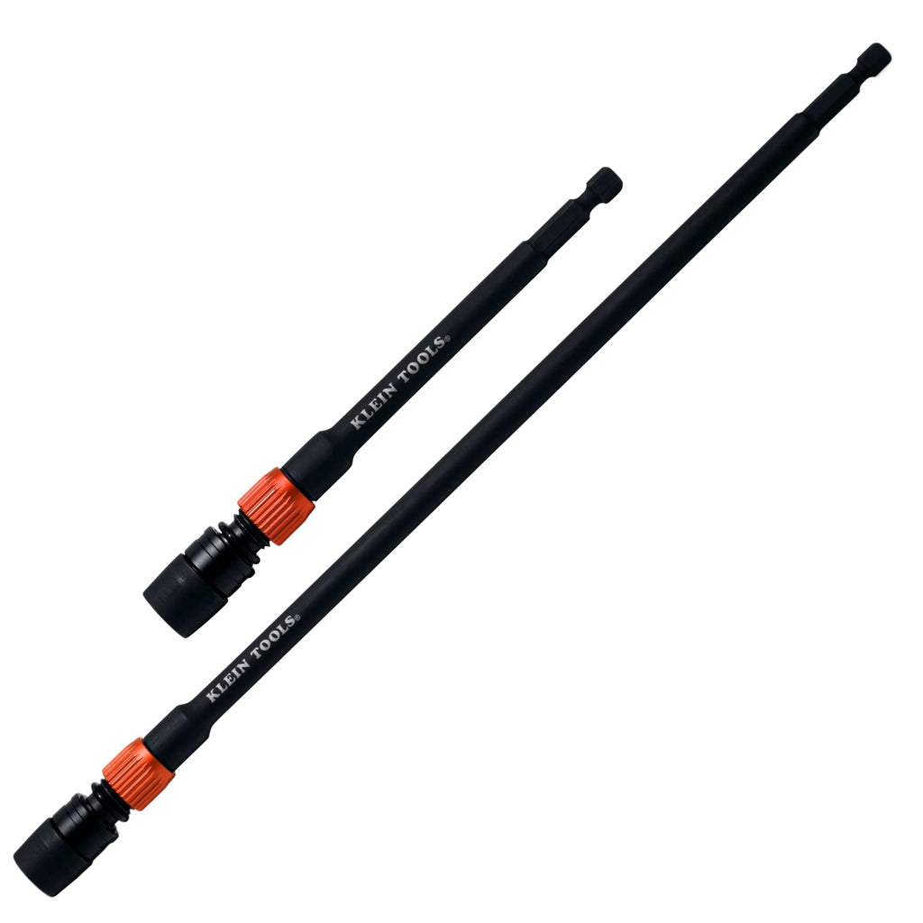 Klein Tools 80208 6 and 12-Inch Dual-Lock Extension Set, 1/4-Inch Hex Shank Impact Bit Holder, Quick-Release Locking Mechanism with Secondary Twist Lock, Compatible with Impact Drivers and Drills