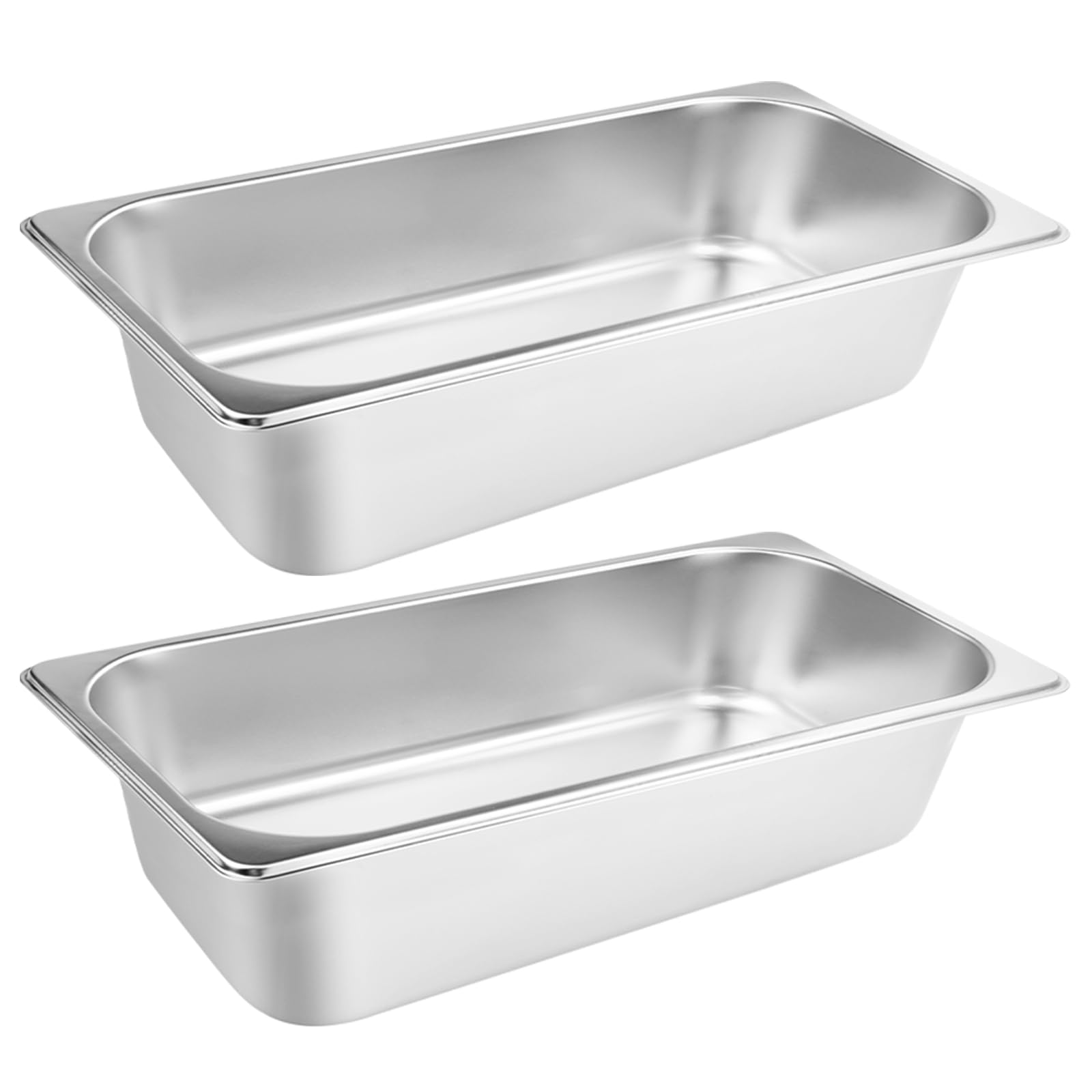 VOISEN 2 Pack Hotel Pans,1/1 Size 6" Deep,Anti-Jamming Steam Pan,Commercial Stainless Steel Pan, Steam Table Pans Full Size