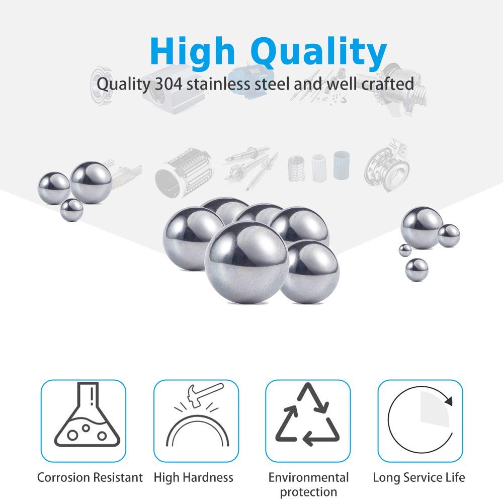 Breezliy 690 Piece 1-10mm 15 Sizes Metric Precision 304 Stainless Steel Assorted Loose Bicycle Bearing Steel Ball Assortment Kit
